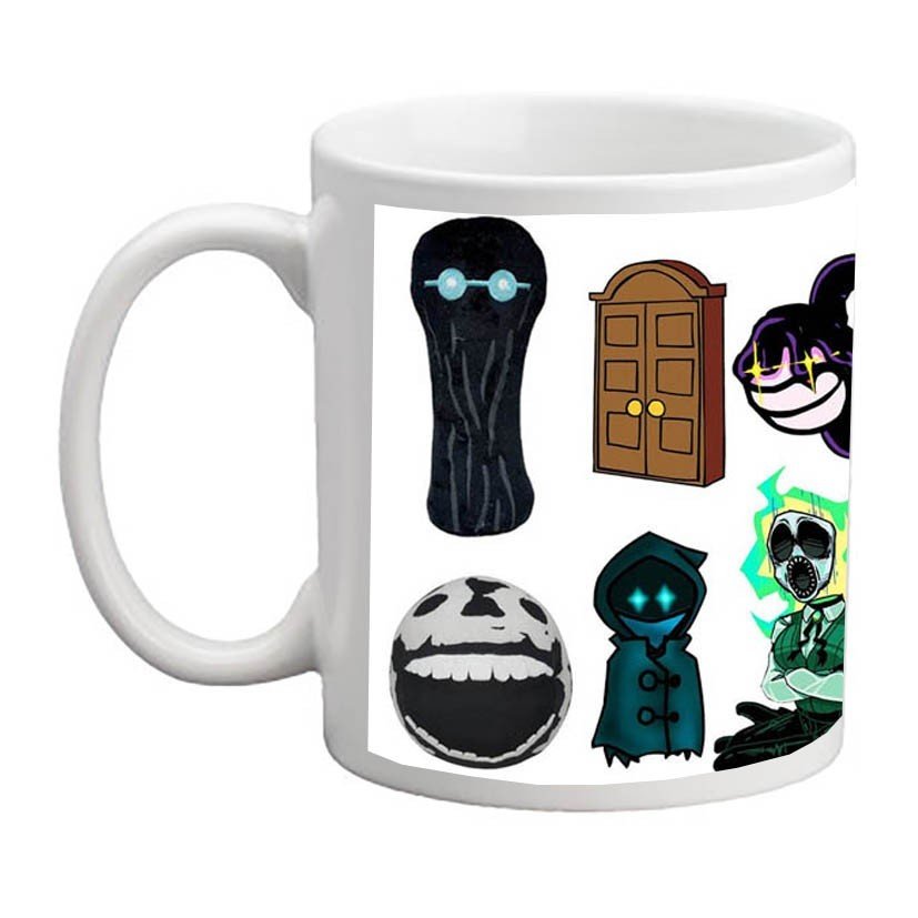 Cốc hình Roblox Doors Ambush figure seek hide Rush Eyes Halt Jack Glitch/ Ly sứ Roblox Doors Ambush figure seek hide Rush Eyes Halt Jack Glitch
