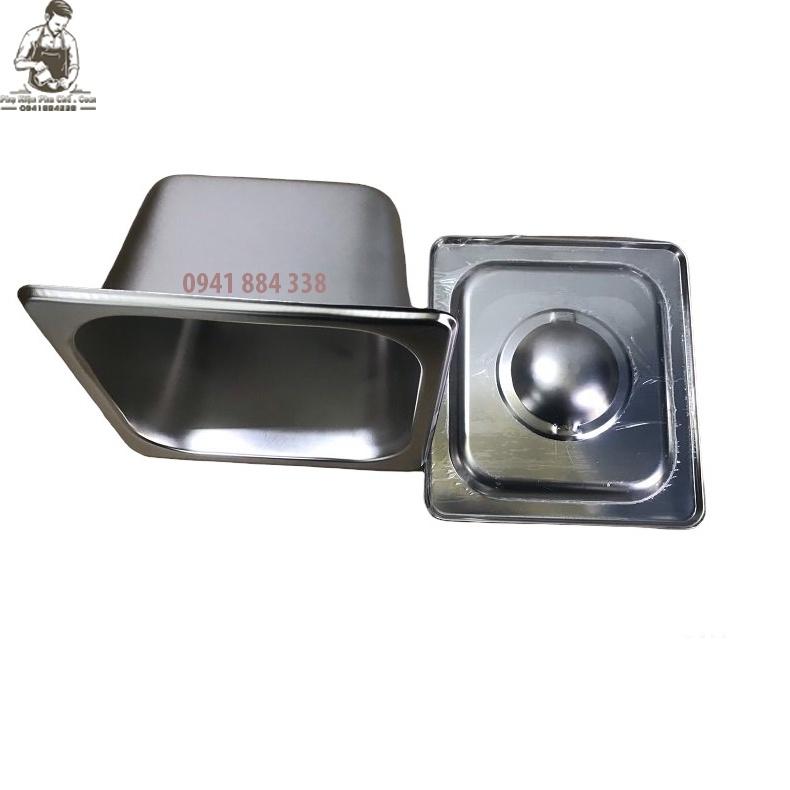 Khay Inox Đựng Topping 1/6, Khay Đựng Thạch(Có Nắp)