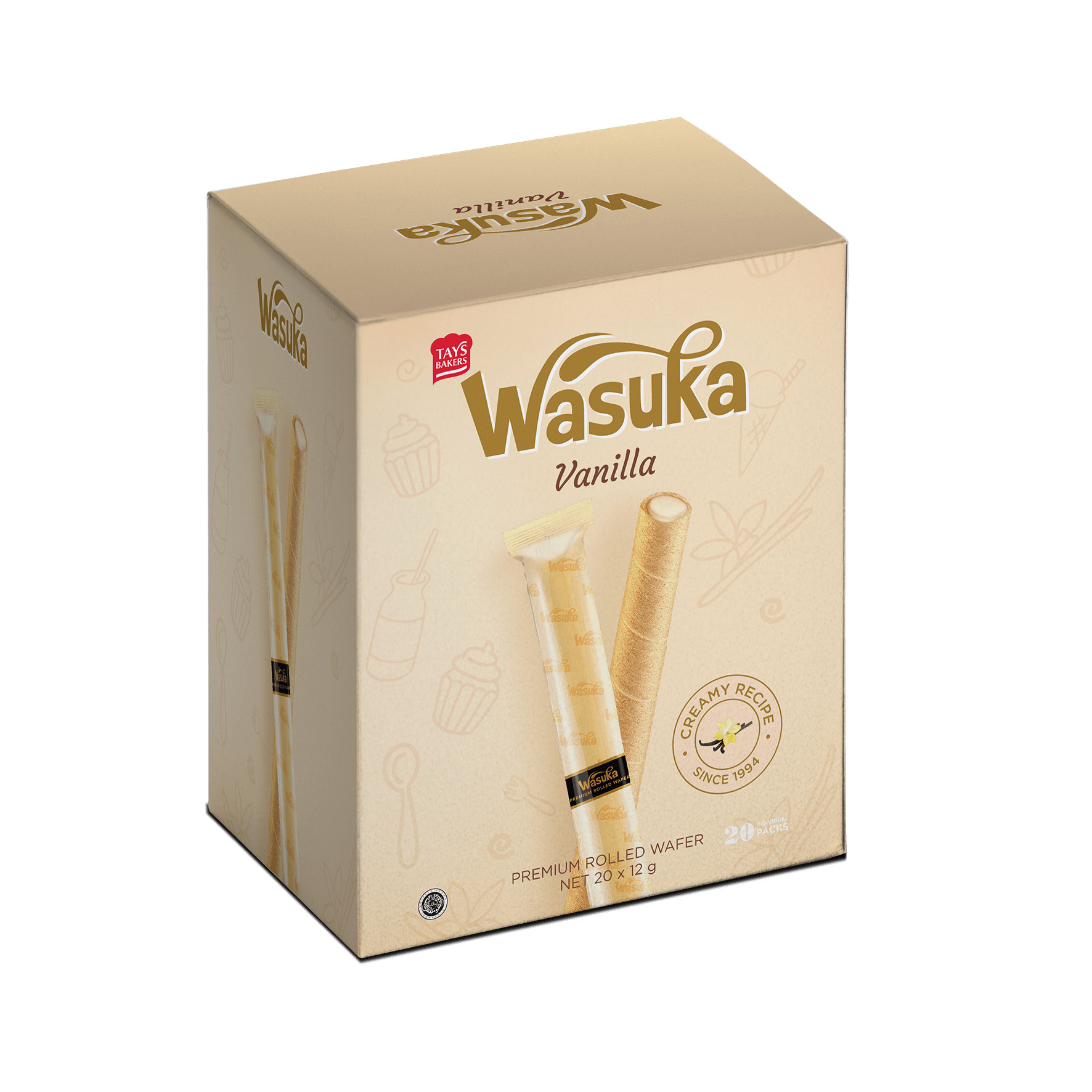 Bánh Quế Wasuka Vị Vani (20 thanh x 12gr)