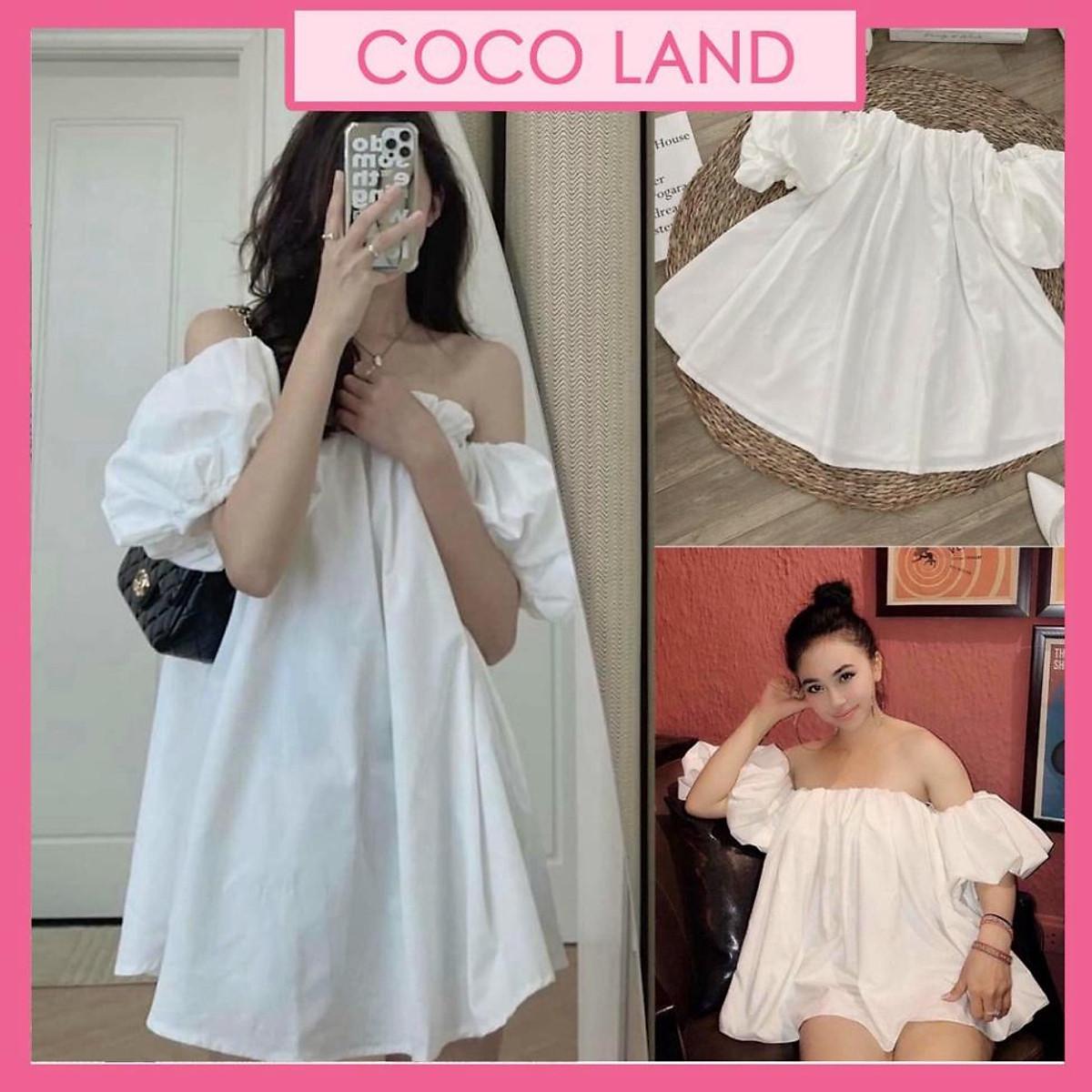 Áo trễ vai nữ bánh bèo- tay phồng sang chảnh form rộng chất vải đẹp cao cấp aloha coco land sang chảnh. trendy hot girl