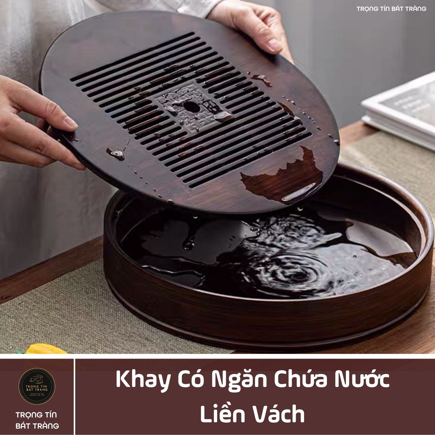 KT 09 Khay Trà Tre Cao Cấp Tròn Nhỏ