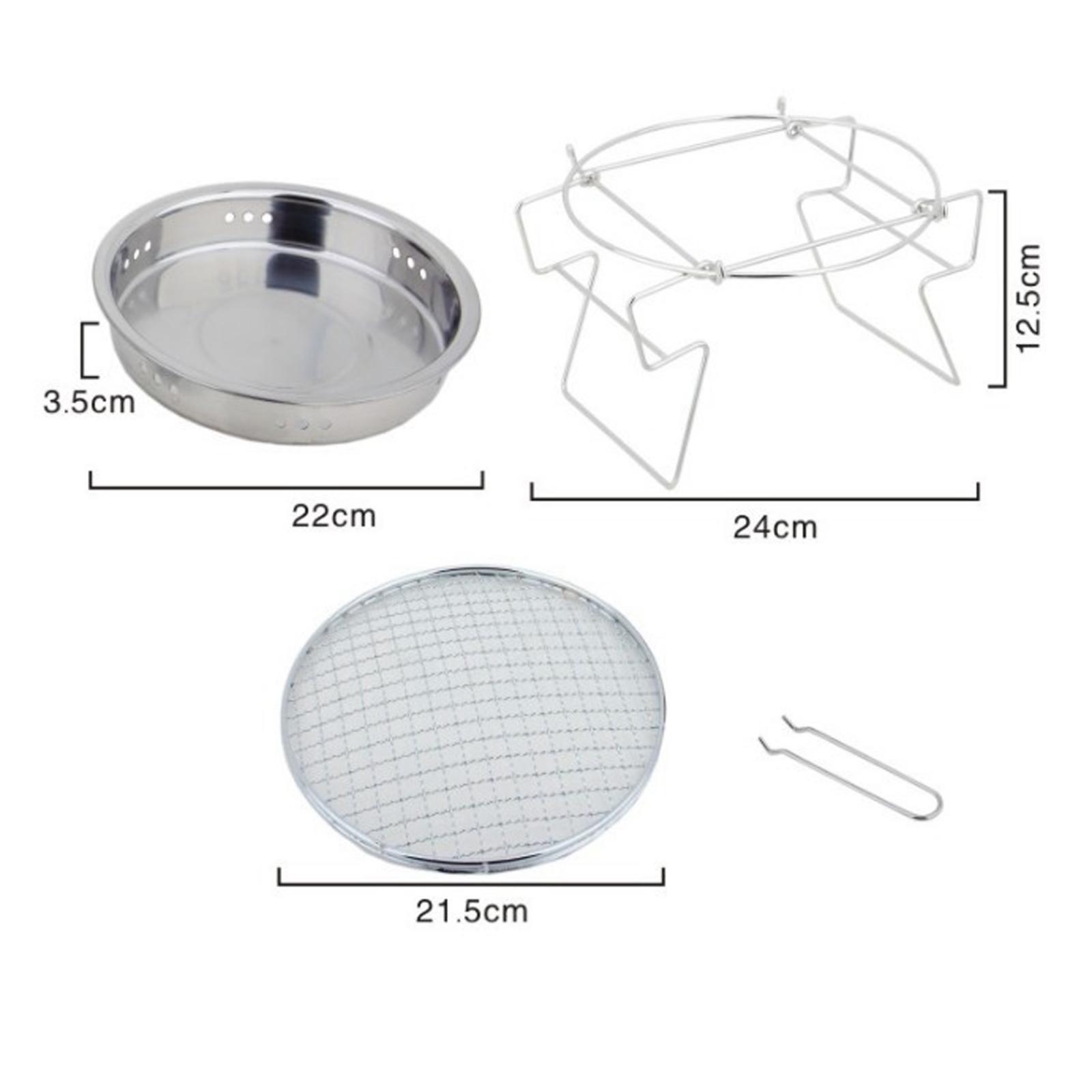Outdoor Stainless Steel BBQ Grill Charcoal Rack Grate Mini Round Grill Portable Camping Pot Baking Cooking Grill Barbecue Wire Mesh Wood Coal Stove