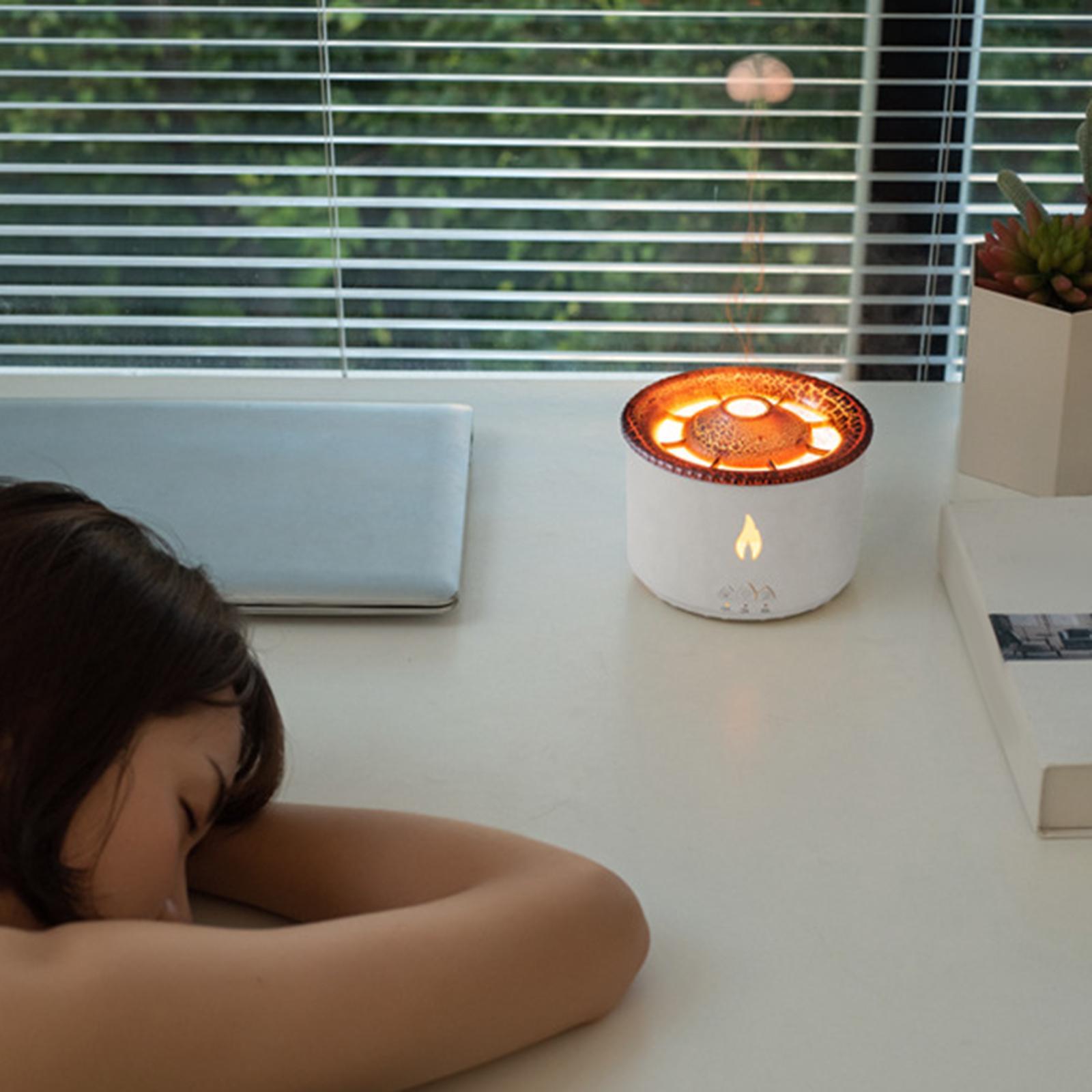 Essential Oil Flame Diffuser Air Humidifier LED Night Light for Travel