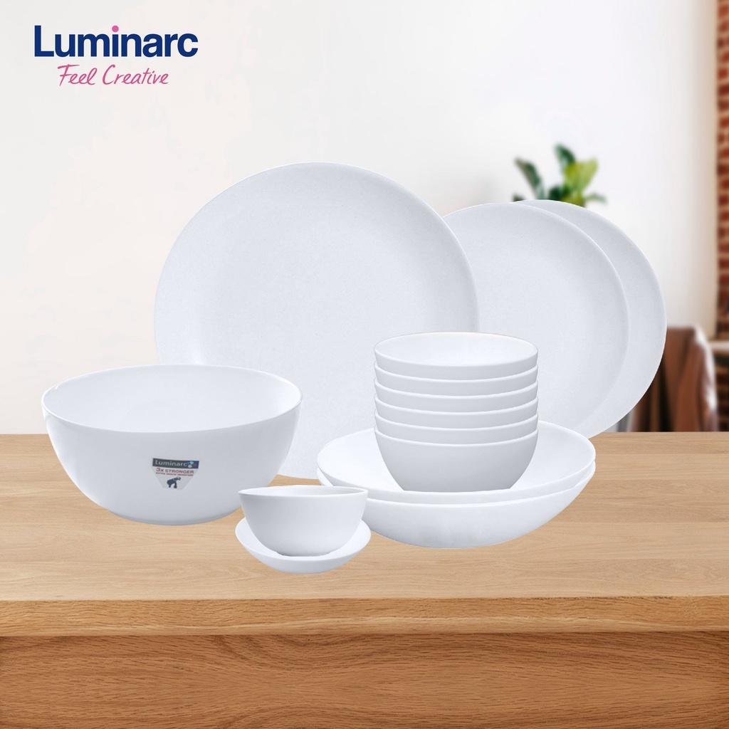 Bộ bát đĩa (tô, chén, dĩa) Luminarc Diwali thủy tinh 14 chi tiết, dùng lò vi sóng, máy rửa bát - DW14B