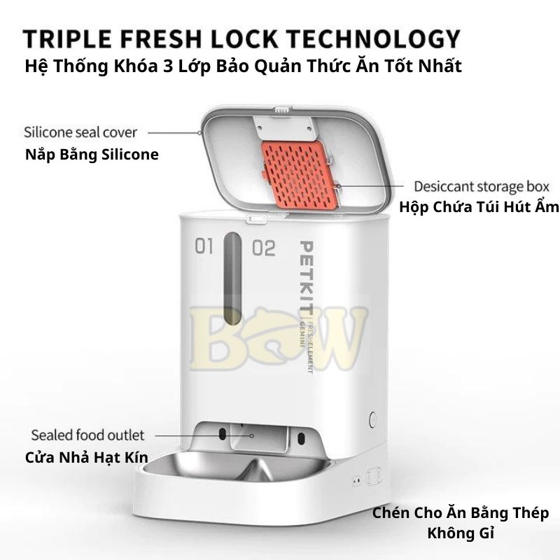 Petkit Fresh Elemnent Gemini Máy cho ăn tự động cho chó mèo 2 khay