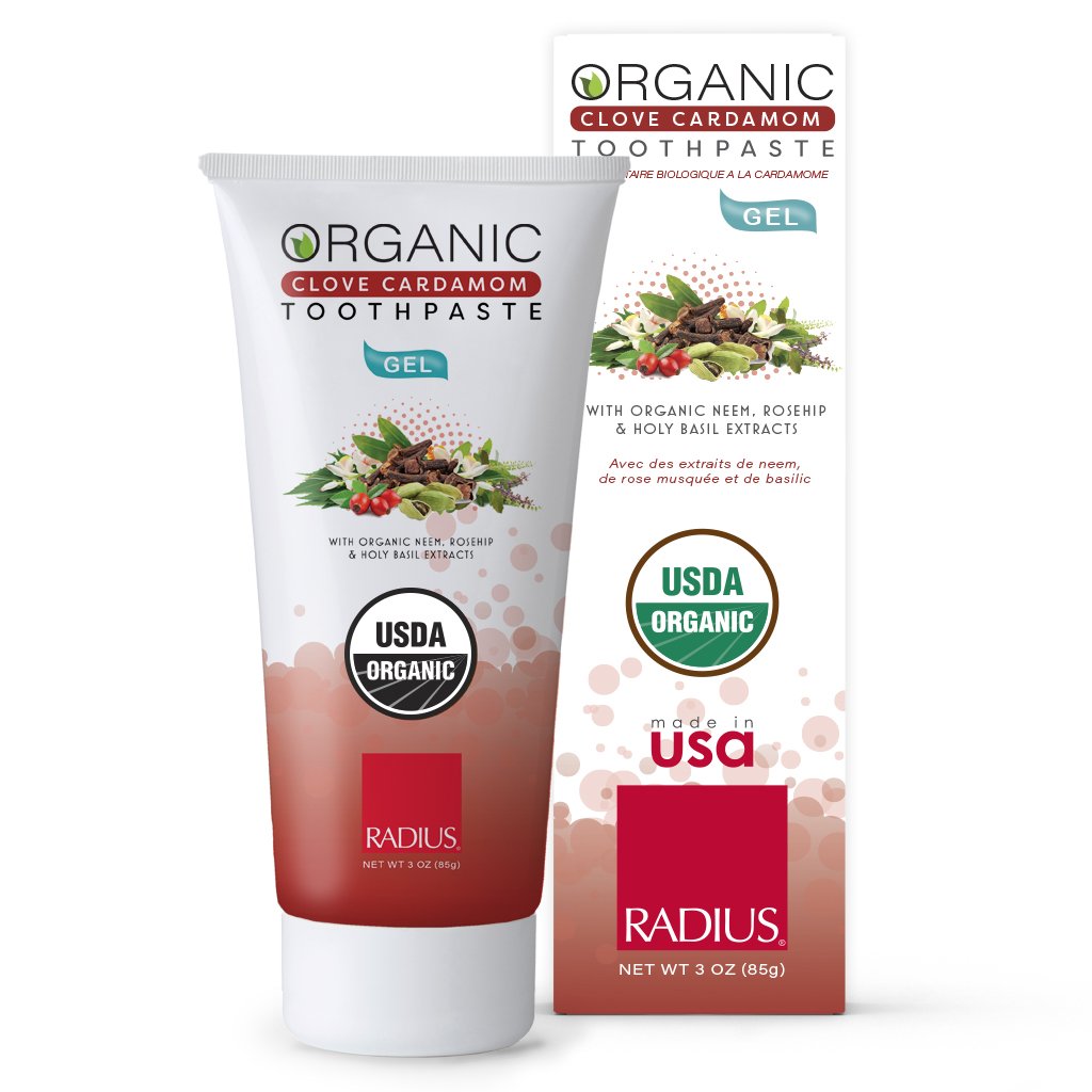 Kem Đánh Răng Hữu Cơ Vị Đinh Hương &amp; Bạch Đậu Khấu Radius - Organic Clove Cardamom Toothpaste, Dạng Gel, 85g