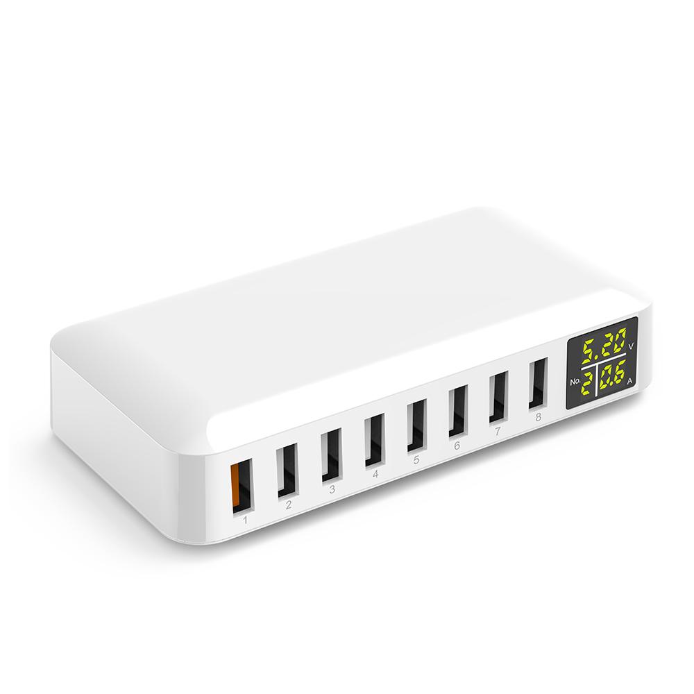 Trạm sạc thông minh USB 8 cổng để bàn 60W 8A với màn hình LED ệ Nhận biết dòng điện và điện áp thông minh