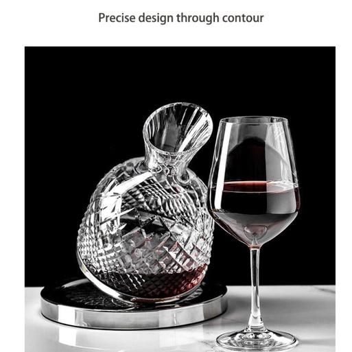 Bộ 2 ly Rượu Kèm Bình Rựou Đế Xoay Bắc Âu đẹp mắt DECANTER Mặt Kính Pha Lê