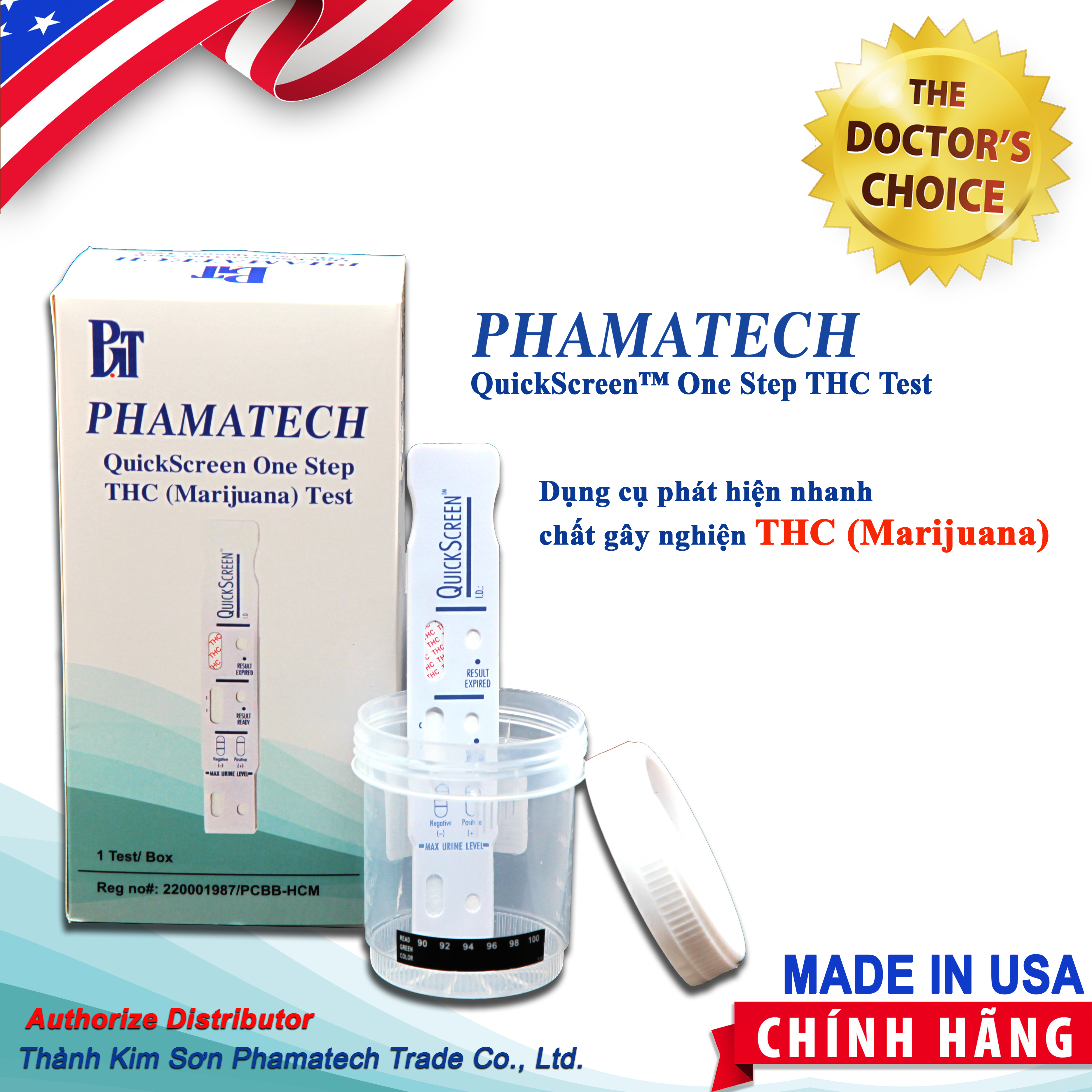 Phát hiện nhanh chất gây nghiện THC (Marijuana) - Phamatech QuickScreen One Step THC (Marijuana) Test