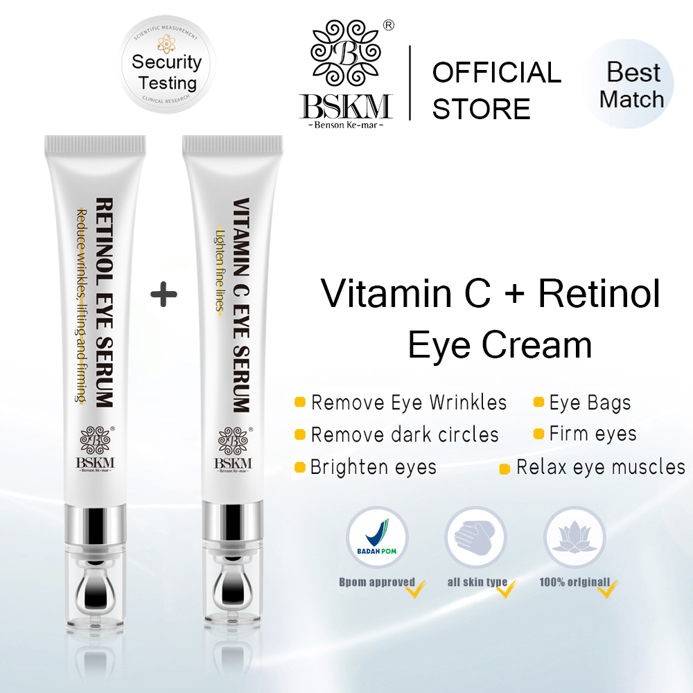 BSKM Vitamin C Tinh Chất Mắt + Retinol Tinh Chất Mắt Giảm Quầng Thâm Giảm Nếp Nhăn Mắt Làm Trắng Dưỡng Ẩm Săn Chắc Mắt Bộ Kem