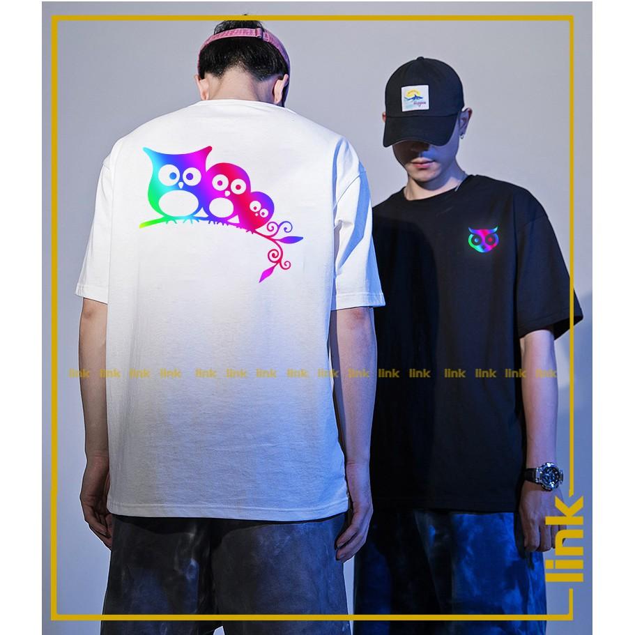 Áo thun phản quang CHIM CÚ đáng yêu unisex form rộng tay lỡ
