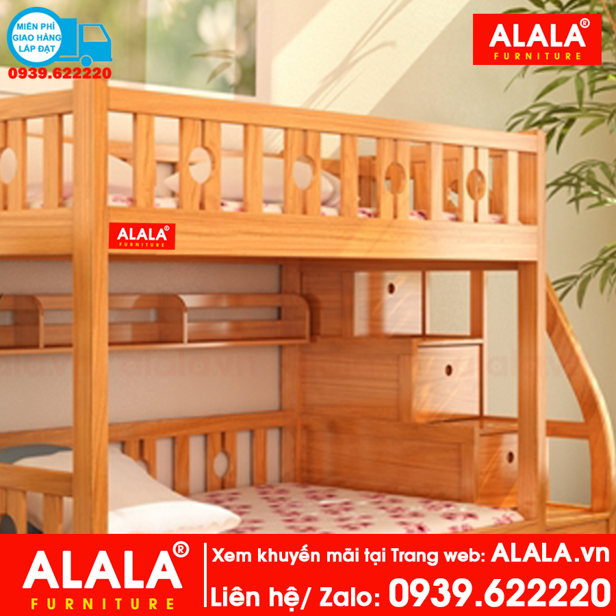 Giường tầng ALALA114 gỗ thông nhập khẩu - www.ALALA.vn® - Za.lo: 0939.622220