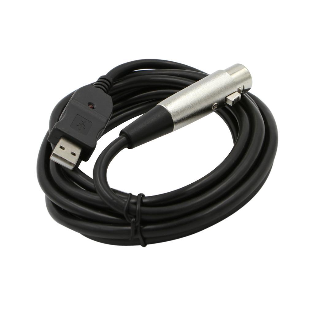 USB Microphone Cable 3 Pin USB Male to XLR Female Mic Link Converter Cable