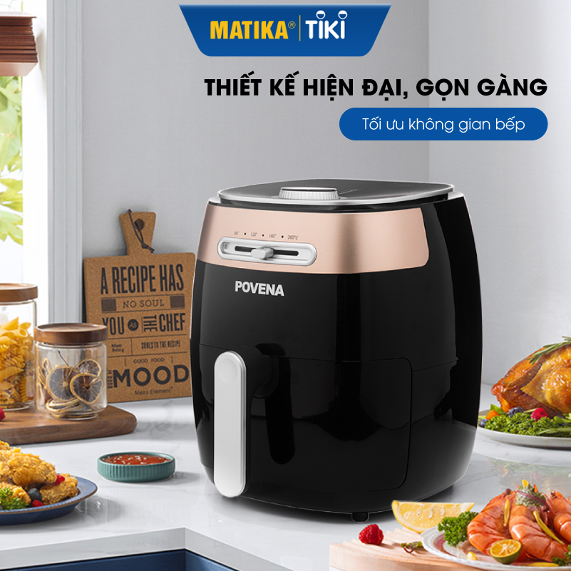 Nồi chiên không dầu POVENA nồi chiên chân không 5.5l-1500W chiên nướng hoàn hảo hạn chế 80% dầu mỡ PVN-5521 - Hàng chính hãng