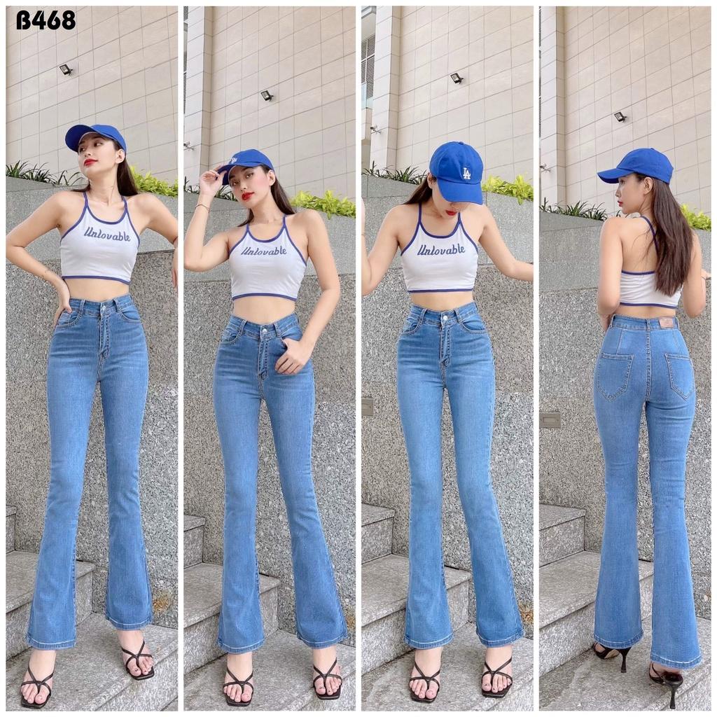 Quần Jeans Nữ Lưng Siêu Cao Tôn Dáng Ống loe dài