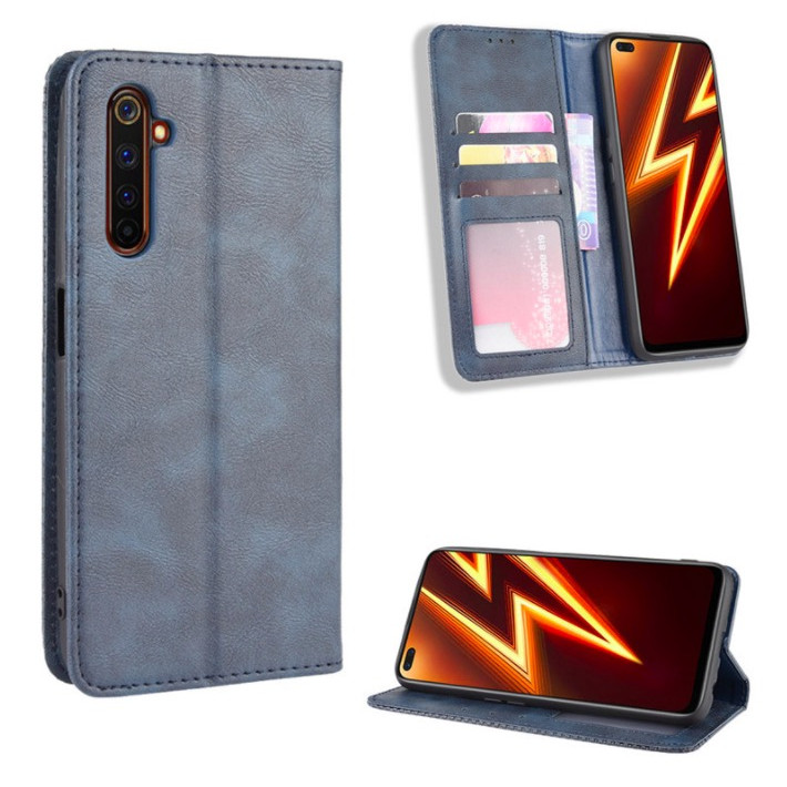 Bao da dành cho Realme 6 Pro Flip Wallet Leather dạng ví đa năng siêu bền siêu êm