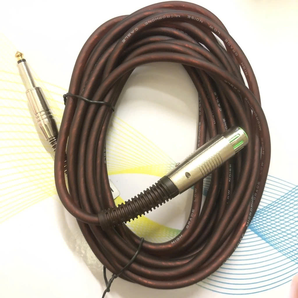 Cáp âm thanh 5M Màu Nâu sang XLR 1 đầu canon cái và 1 đầu 6ly dùng cho micro Karaoke có dây kết nối amply, sound card, mixer, hoặc mixer bàn - Hàng chính hãng