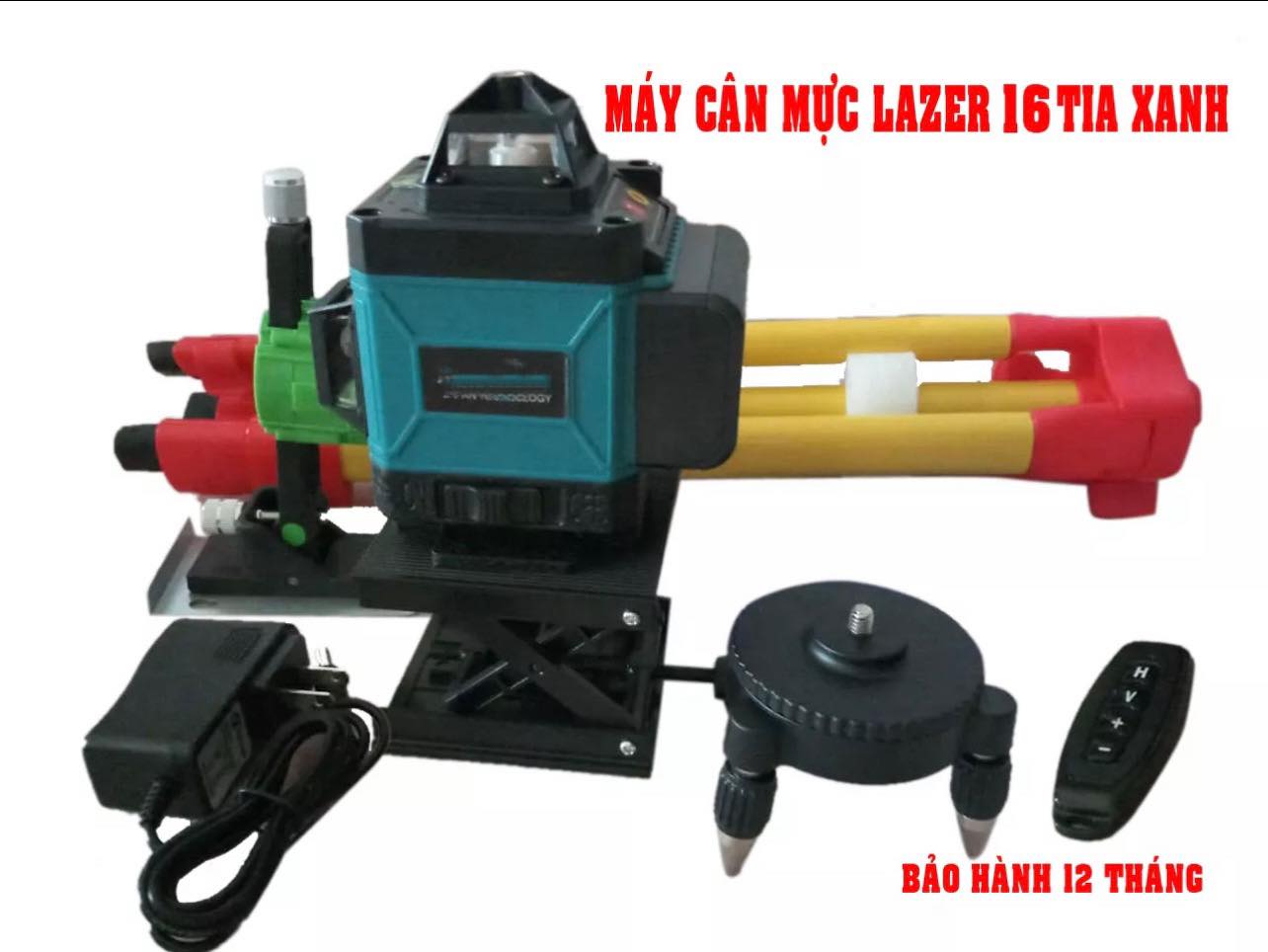 Máy cân mực Laser 16 tia - quay 360 độ có điều khiển từ xa -tặng bộ từ hít treo tường