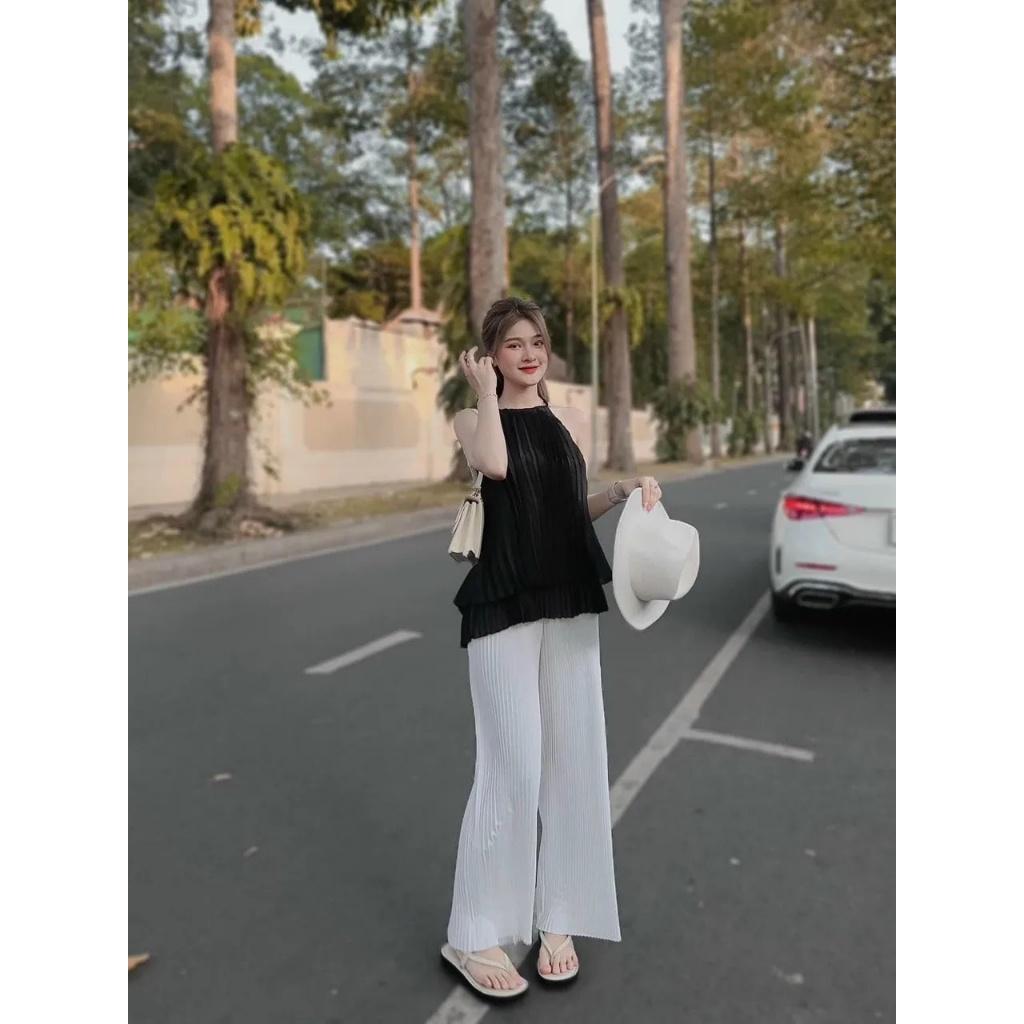 Set bộ đi chơi nữ thiết kế chất lụa dập ly xinh xắn đi chơi, đi biển, du lịch
