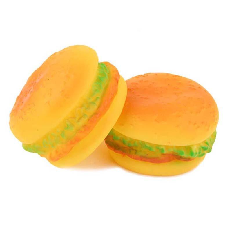 1 đồ chơi cho chó mèo cao su hình bánh Hamburger phát tiếng cho chó gặm