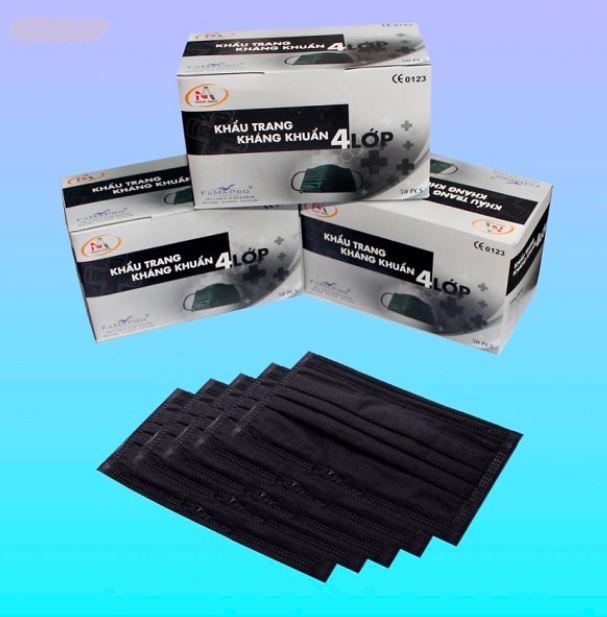Bộ 2 Hộp Khẩu Trang Y Tế 4 Lớp Nam Anh - Đen
