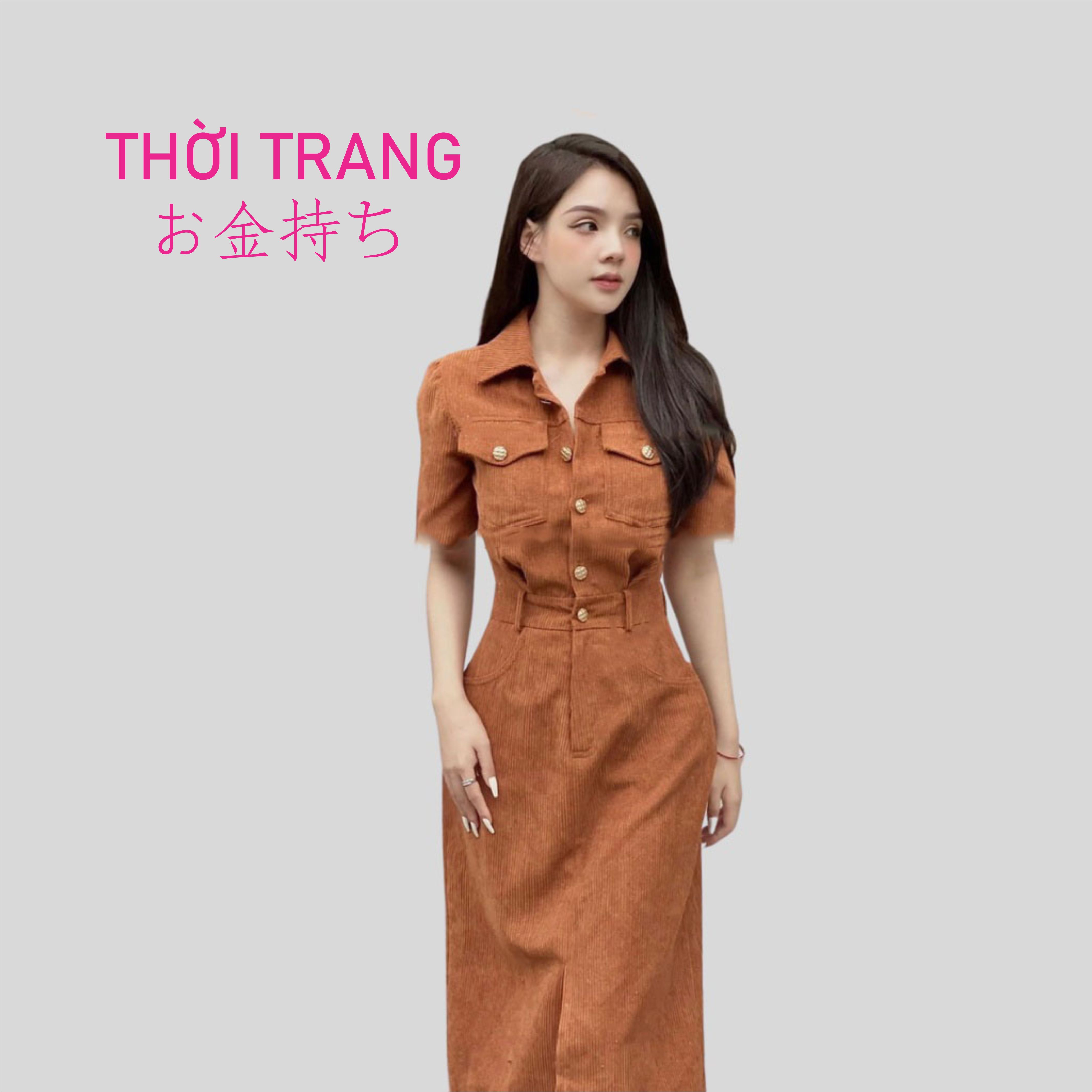 Váy nữ chất tăm lỳ có chun sau giúp vòng 2 thon gọn thời trang おかねもち Váy tăm lỳ 552