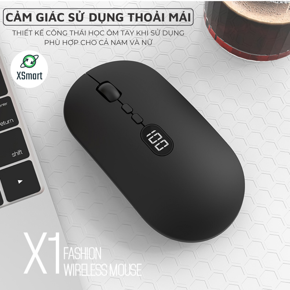 Hình ảnh Chuột Máy Tính Không Dây X1 USB 2.4GHz Thiết Kế Mỏng Hiện Đại Pin Sạc Có Màn Hình Hiển Thị Pin-Hàng Chính Hãng