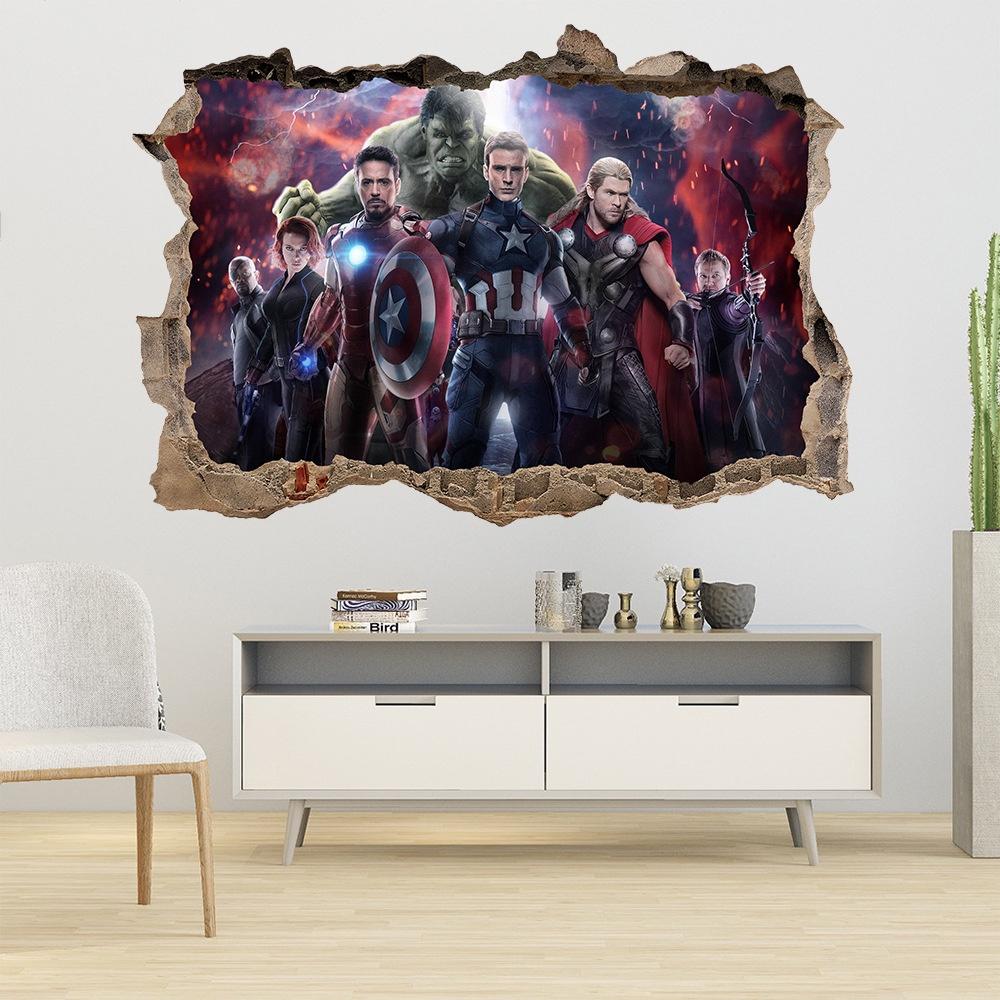 Decal Tranh Dán Tường Siêu Anh Hùng Marvel - Decal 3D Avengers mẫu số 5 AmyShop (50 x 70 cm)