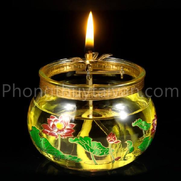 Chân đế kèm bấc thủy tinh Hoa sen