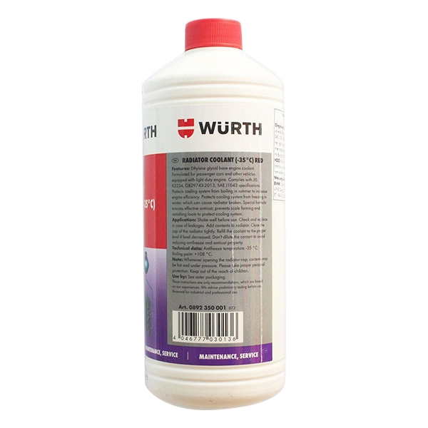Nước Làm Mát Động Cơ Wurth Radiator Coolant 0892350001