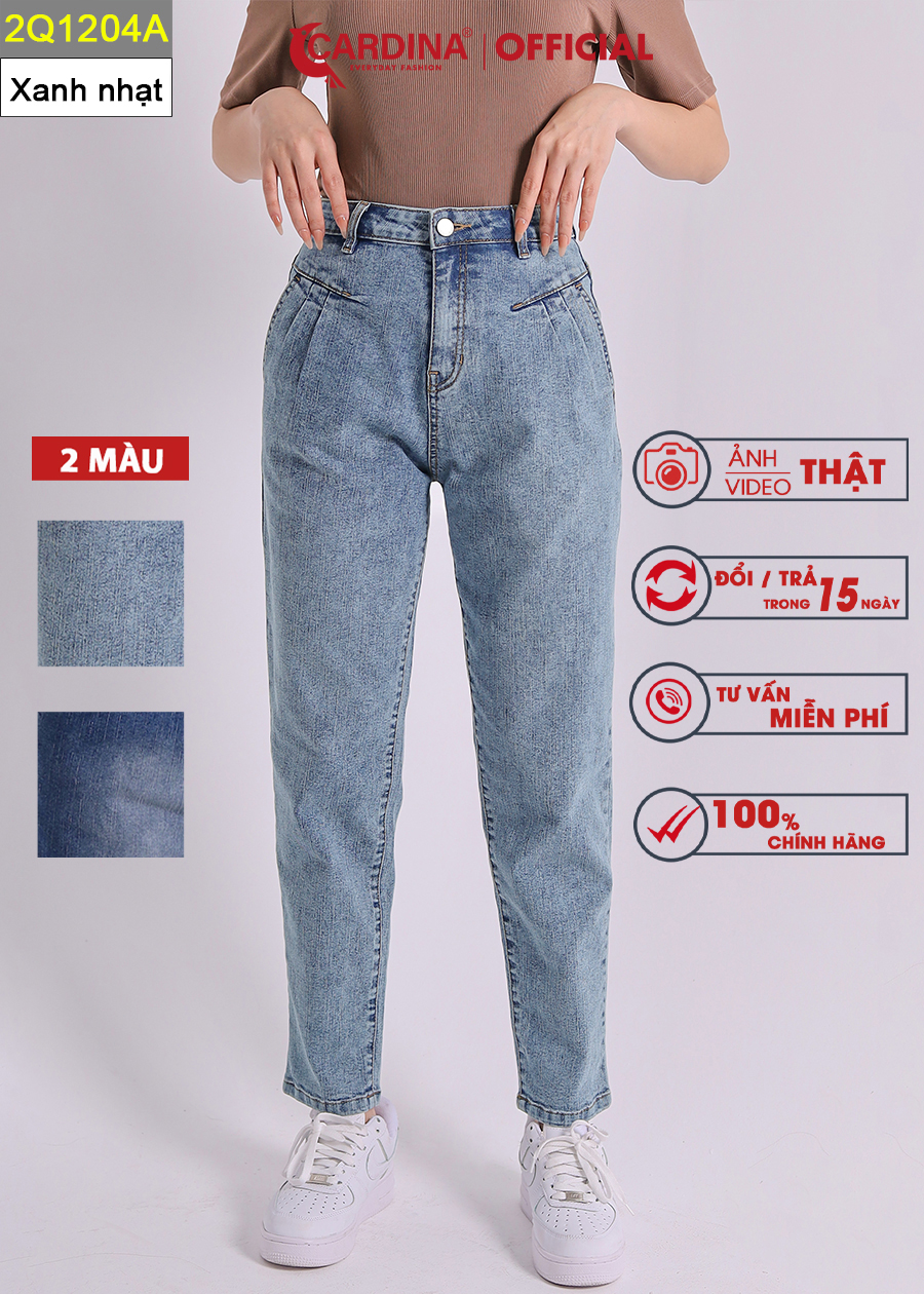 Quần Jeans Nữ CARDINA Cao Cấp Dáng Baggy Cài Khuy Có Khóa Kéo 2Q12  (Không Kèm Áo)