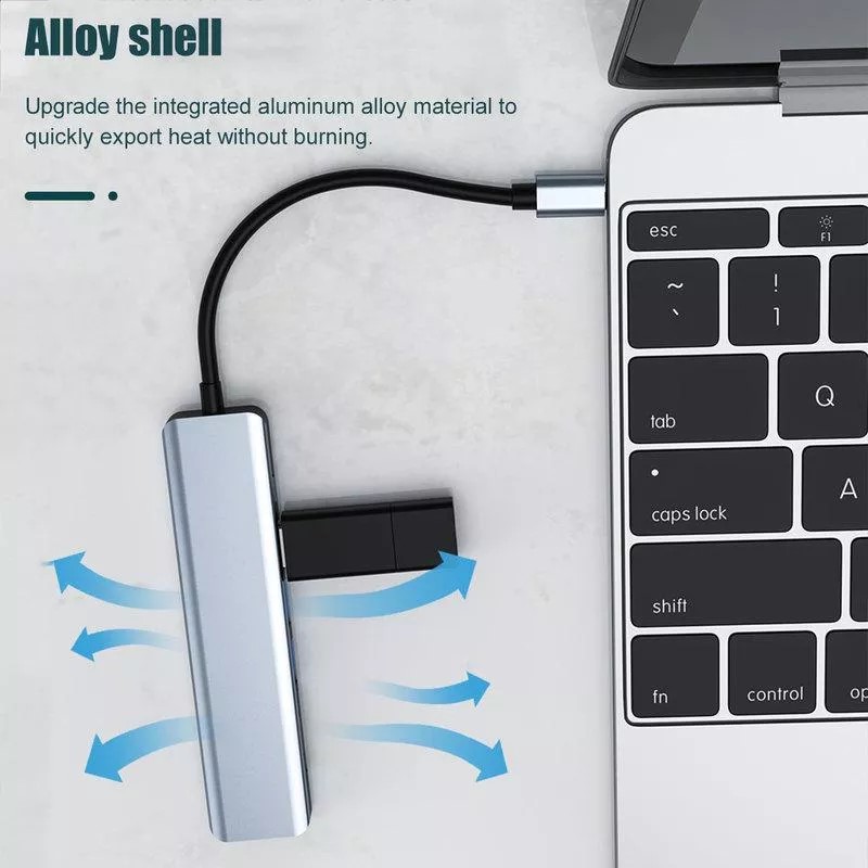 Nikko Bộ Hub đơn chuyển đổi USB-C Type C 7 cổng dùng được cho MacBook iMac Dell và các loại laptop - Hàng Chính Hãng