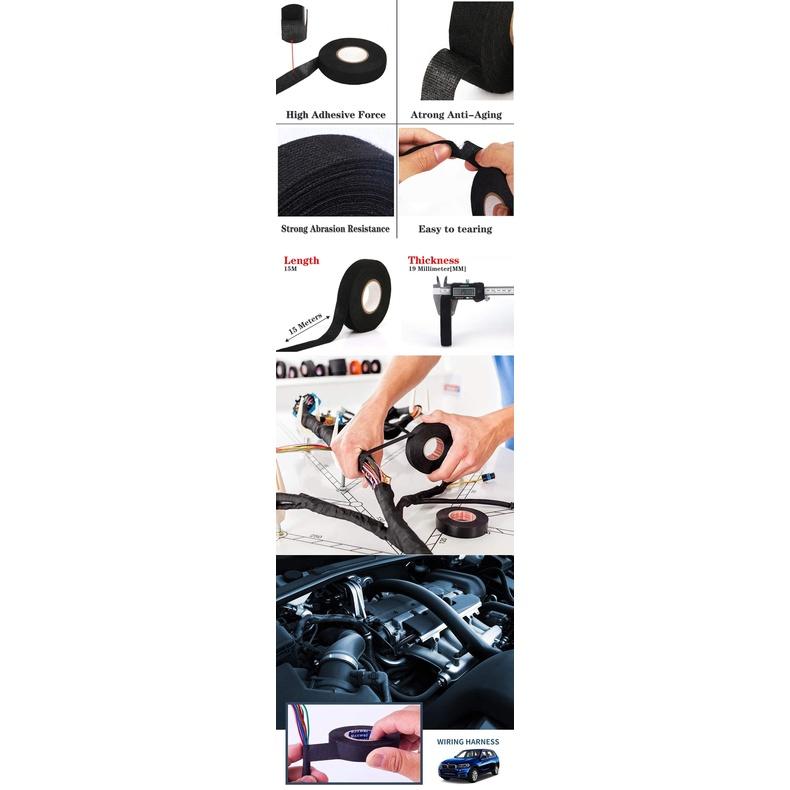Cuộn băng keo vải chống cháy chịu nhiệt dài 15m cho dây cáp xe hơi