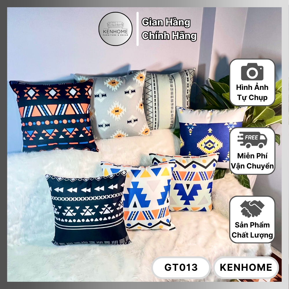 Gối Sofa Họa Tiết Thổ Cẩm - Gối Tựa Lưng Sofa Cho Nhà Cửa, Homestay Phong Cách Nhã Nhặn - Vải Bố Cao Cấp - Kích Thước 45x45cm
