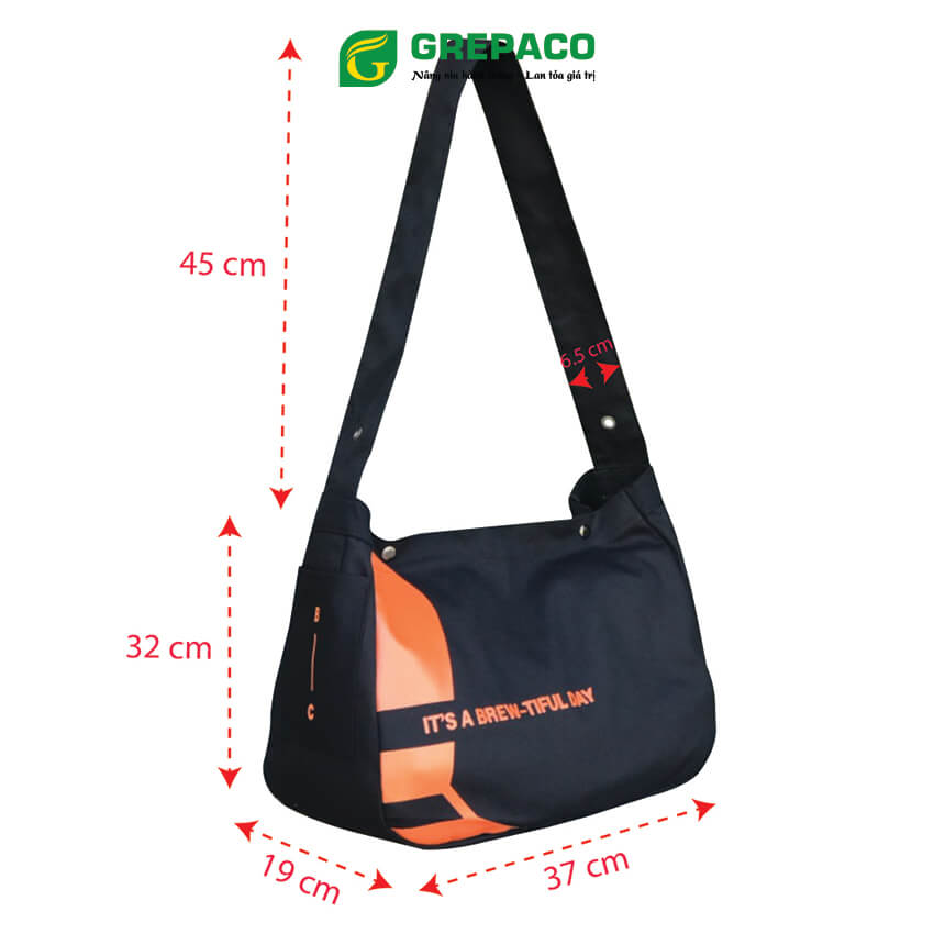 Túi Tote Xách Vải Bố Canvas Grepaco Thời Trang Nữ Đeo Vai Màu Đen Size To (Lớn) In Chữ Có Ngăn Phụ Bên Trong, Dành Cho Công Sở Đi Làm, Sinh Viên Đi Học, Chơi Du Lịch, Picnic, Gym, Shopping - Hàng Chính Hãng