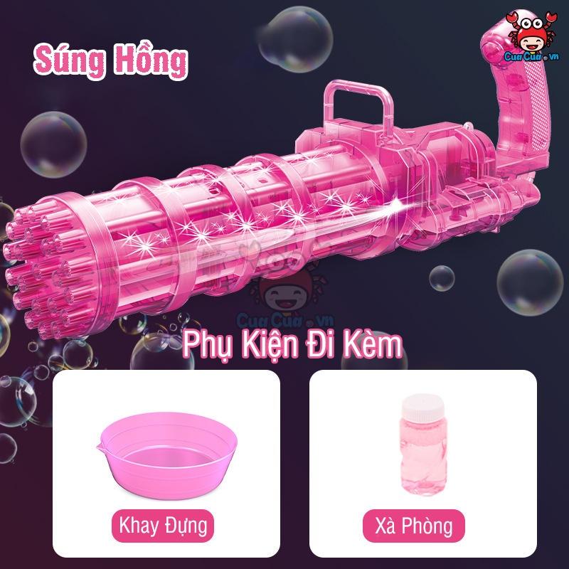 Súng bắn bong bóng xà phòng 22 nòng cỡ lớn, Đồ chơi súng máy bắn bong bóng có đèn mới nhất phun thổi nhiều bóng