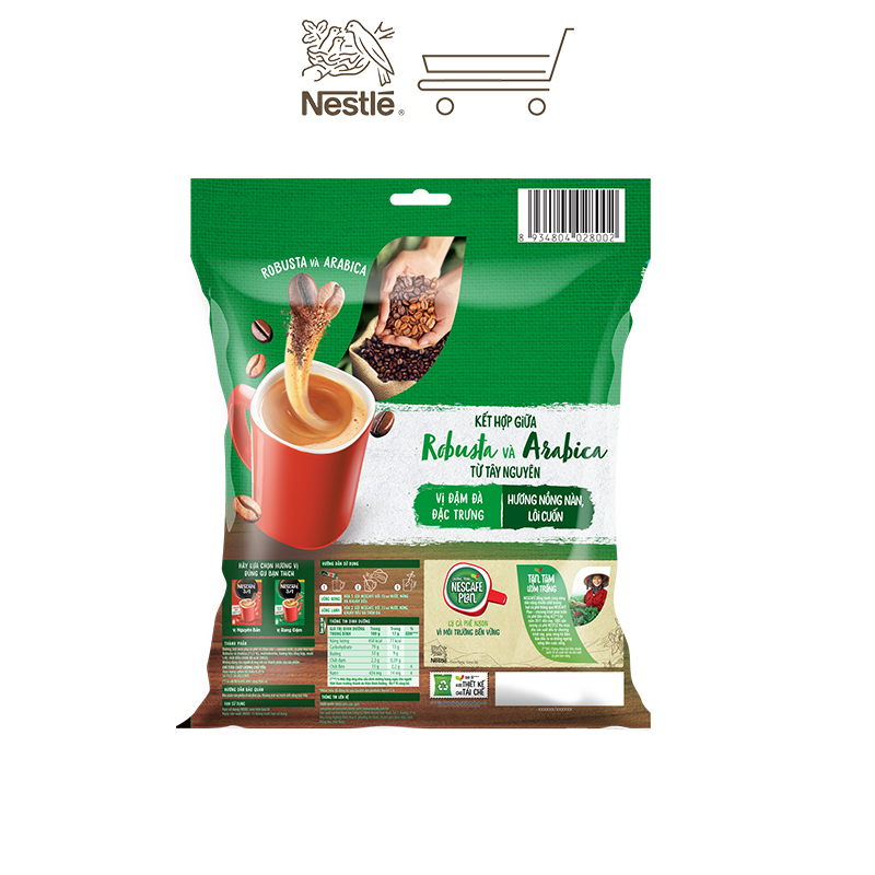 Combo 2 bịch cà phê NESCAFÉ 3IN1 VỊ RANG ĐẬM - công thức cải tiến (Bịch 46 gói x 16g)