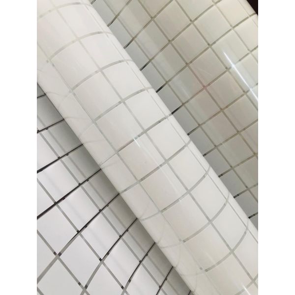 Decal dán kính có sẵn keo họa tiết vuông trắng DK25