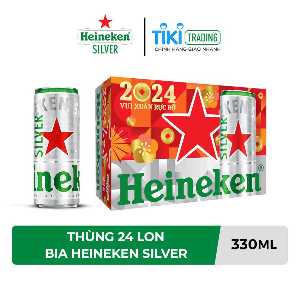 Thùng 24 lon cao Heineken Silver (mới) (330ml/lon)