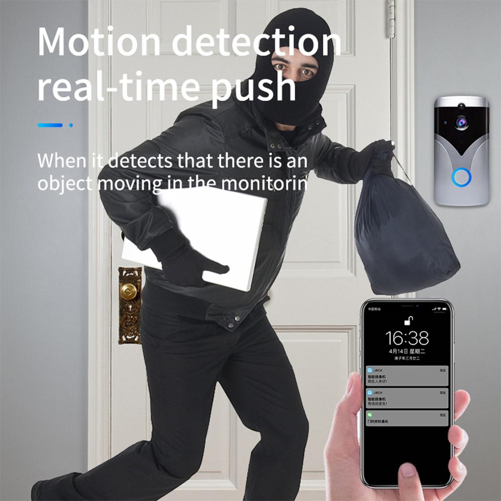 Smart WiFi Video Doorbell Camera 720P Wireless Doorbell Camera with PIR Motion Detection Night Vision 2-Way Audio