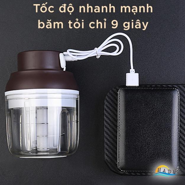 Máy Xay Thịt Tỏi Ớt Mini Đa Năng Cầm Tay Bằng Điện Sạc Pin Cao Cấp Đạt Chất Lượng Đức HADU