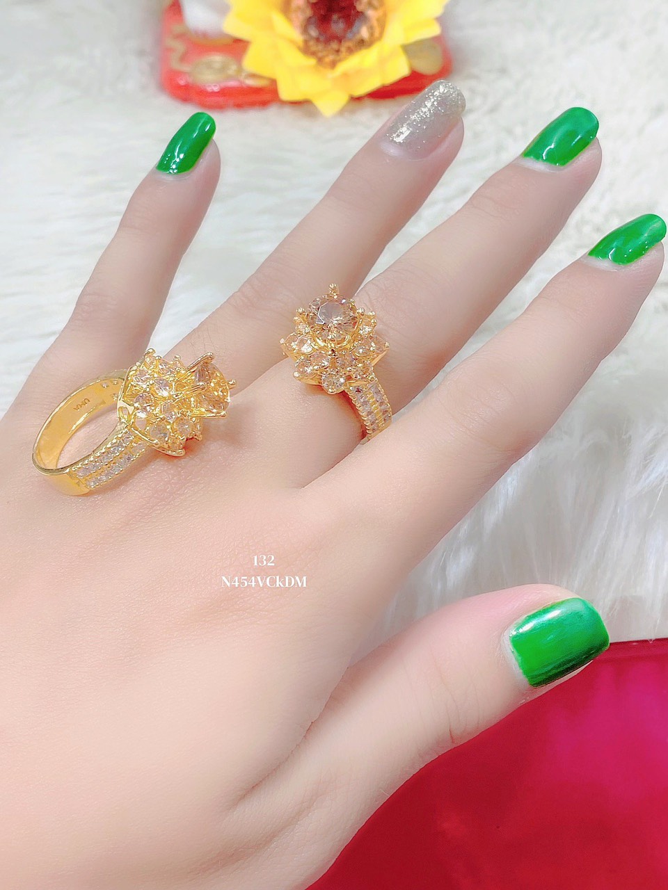 Bộ trang sức mạ vàng 18k - bông tai và dây chuyền - dây chuyền và nhẫn