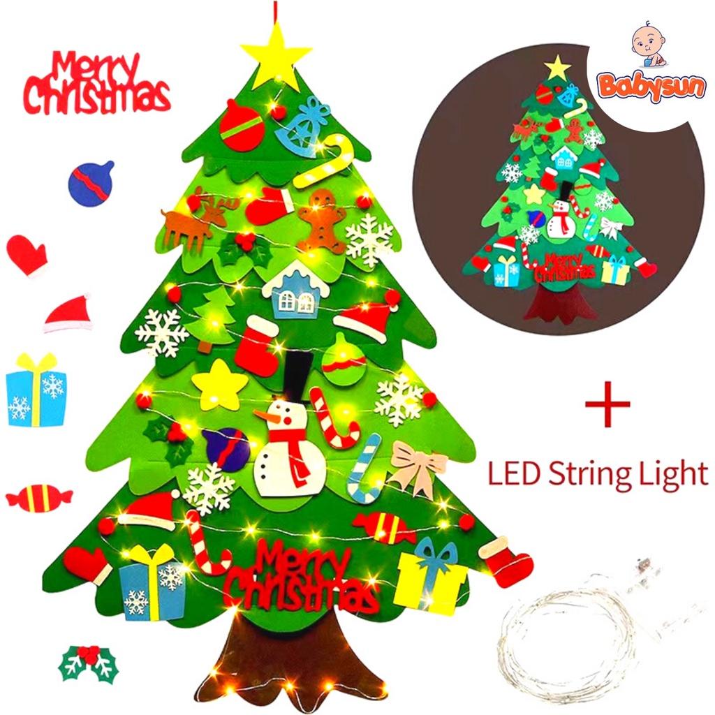 Cây thông noel vải nỉ có đèn led, đồ chơi cho bé trang trí giáng sinh kích thước 95x70cm