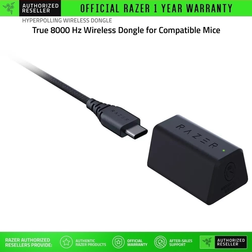 Thiết bị Razer HyperPolling Wireless Dongle (True 8000 Hz Wireless Dongle for Compatible Mice)_Mới, hàng chính hãng