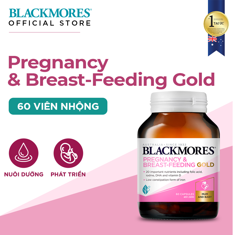 Vitamin Tổng Hợp Cho Bà Bầu và Mẹ Cho Con Bú Blackmores Pregnancy & Breast-Feeding Gold Lọ 60 Viên