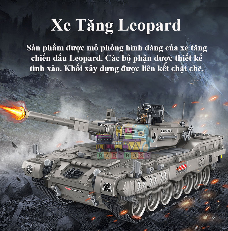 Bộ Đồ Chơi Lắp Ghép Xe Tăng Leopard Điều Khiển Từ Xa , Bộ Đồ Chơi Mô Hình Xe Tăng Leopard Điều Khiển Từ Xa, Bộ Đồ Chơi Lắp Ráp Xe Tăng Leopard Cao Cấp Với 1818 Chi Tiết
