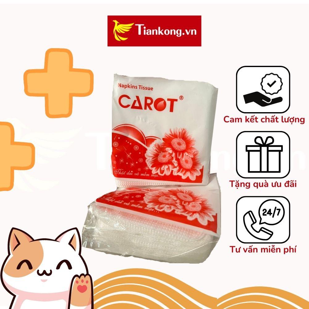 Giấy ăn vuông Carot dạng rút bịch 100 tờ đa năng tiện lợi - TIANKONG