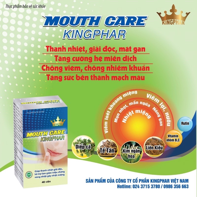 Viên uống Nhiệt miệng Mouth Care Kingphar , hộp 40v, thanh nhiệt, giải độc