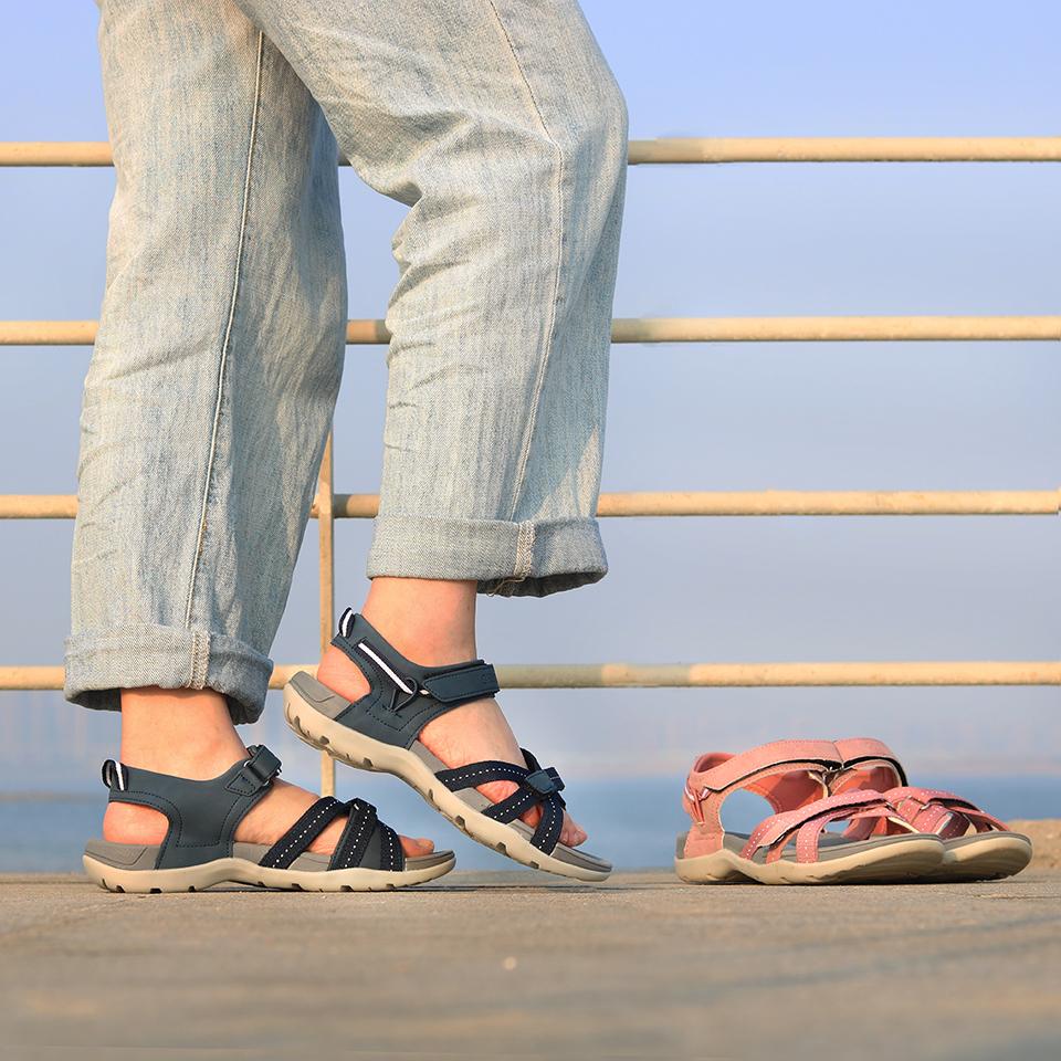 Sandal nữ sandals trekking ngoài trời đi giày sấy nhanh mùa hè giày nhẹ có trọng lượng nhẹ thiết kế kích thước thời trang 40 Color: Navy Grey Shoe Size: 36