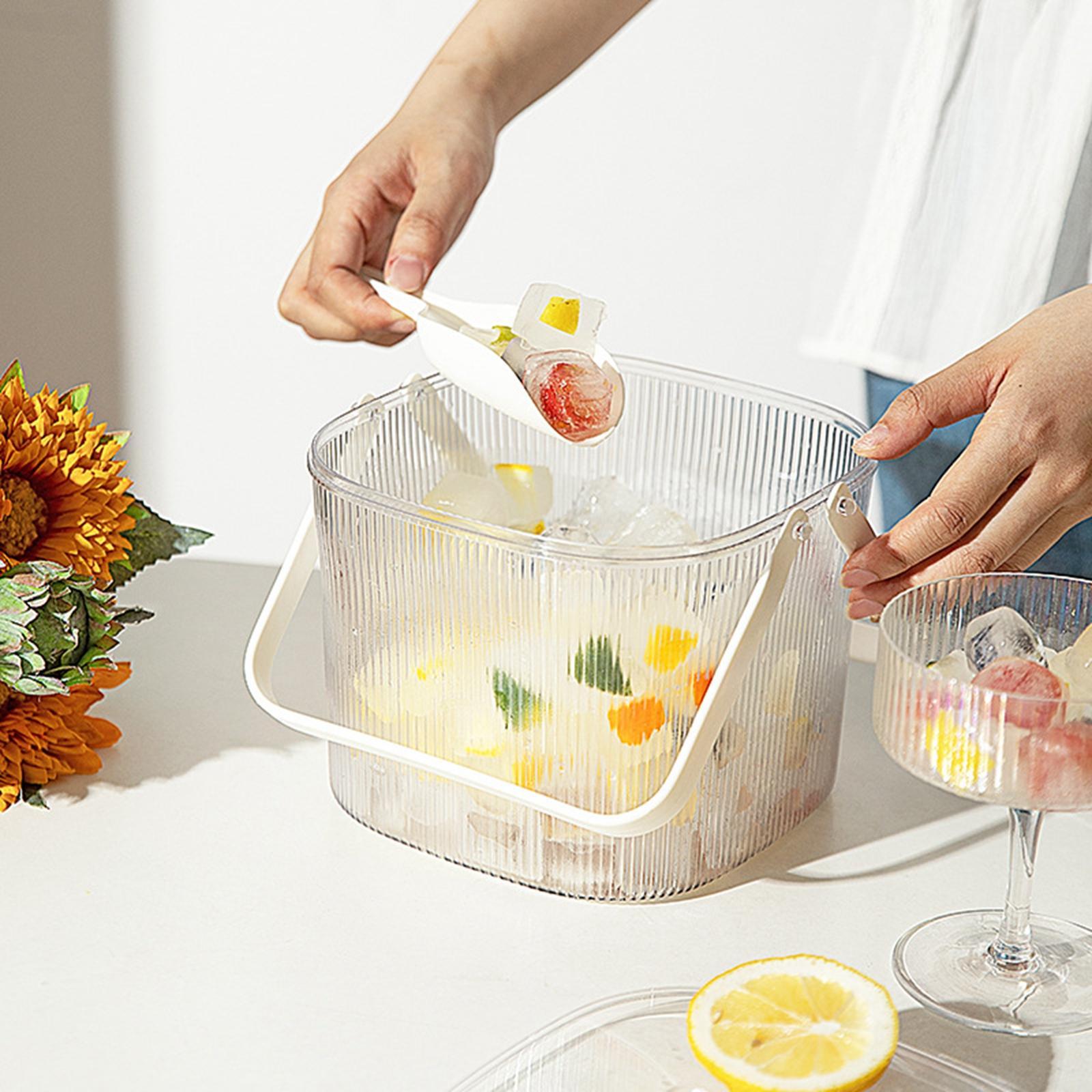 Household Ice Bucket, Wine Bucket Multifunctional Storage Tub Clear with Lid and for Beverage Drinks Beer Bottles Party Living Room